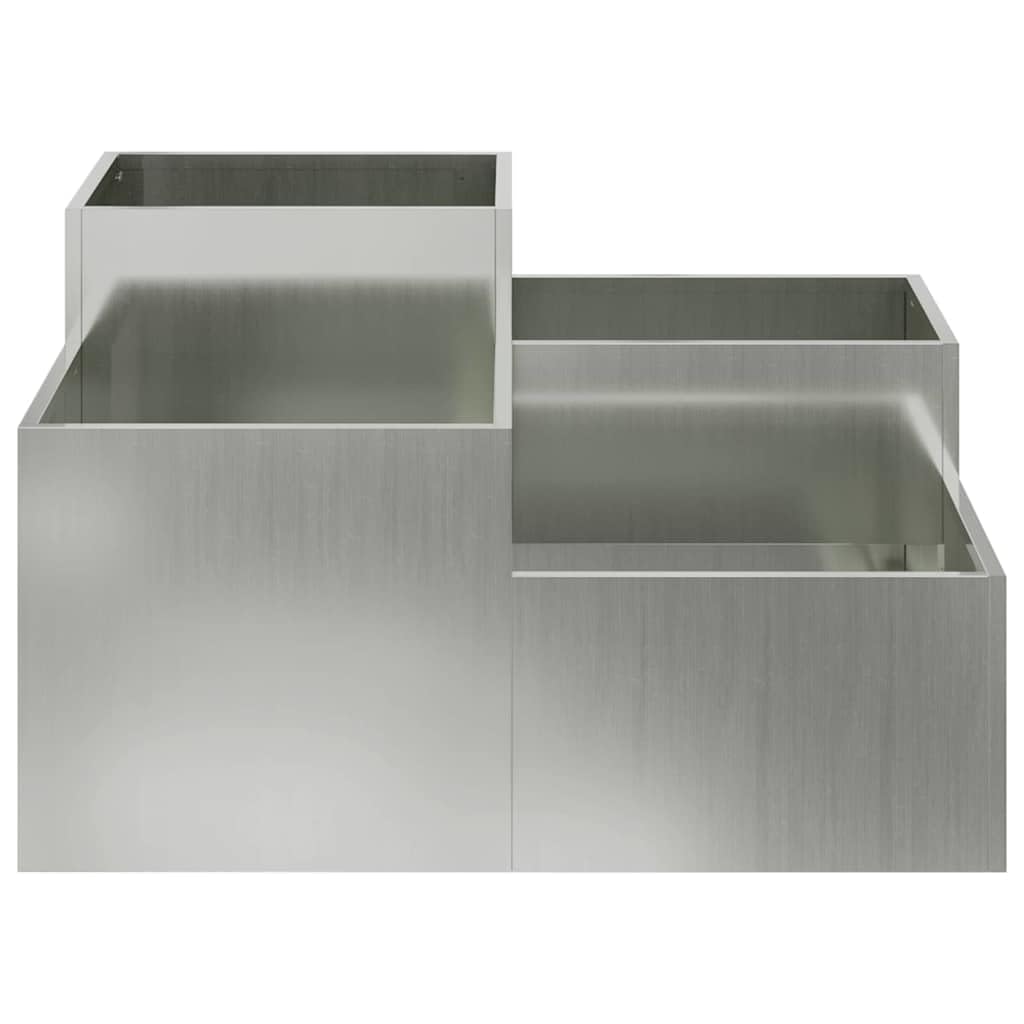 Pflanzkübel Silber 80 x 80 x 48 cm aus verzinktem Stahl, Moderne Form, robuster Blumentopf groß für Garten, Terrasse und Balkon