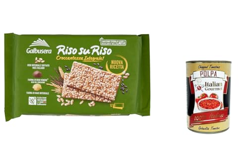 Galbusera RisosuRiso Integrale - Juego de 6 galletas con granos de arroz crujientes 100% italianos (380 g, 400 g)