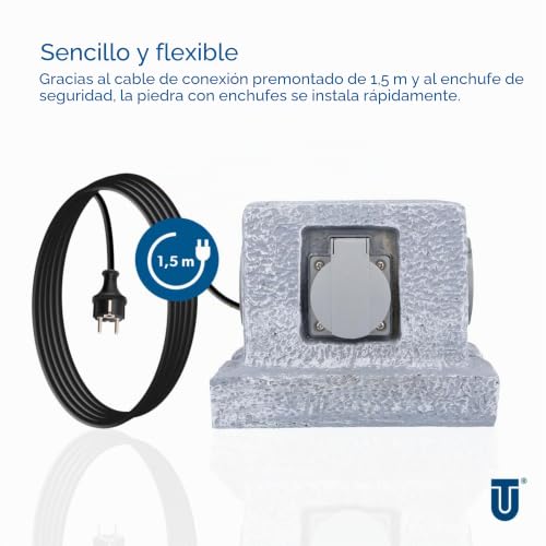 Enchufe para jardín UNITEC tipo piedra para conectar iluminación y herramientas 7