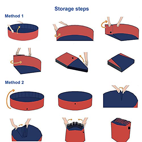 Itidyhome Foldable Pet Dog Kids Swimming Pool(32'' X 8''),Plastic Anti-Slip Pvc Bathing Tub Swimming Pool Durable Fiberboard Kiddie Pool Red #TOP2