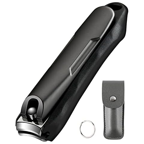Nail Clippers with Catcher /Stainless Steel Heavy Duty Fingernail and Built-in Nail File for Men & Women/Ergonomic Handle with Wide Jaws for Thick Nails / Includes Leather Storage Bag,Key Ring.GENPAR Cover