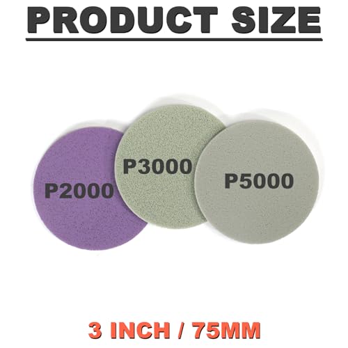 Image of 3 Inch Foam Sanding Discs: 12Pcs 2000 Grit Hook & Loop Wet Dry Sand Paper for Random Orbital Sander, Round Sandpaper Replacement Pad for Automotive Polishing /Finishing