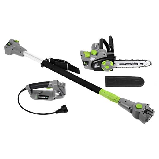 Earthwise CVPS43010 7-Amp 10-Inch Convertible 2-in-1 Corded Electric Pole Saw/Chainsaw, Grey