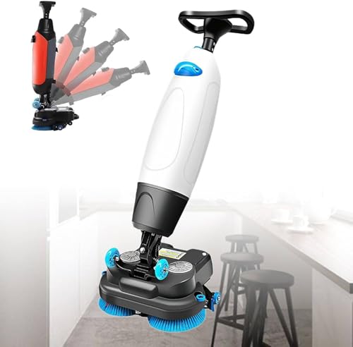 Fregadora De Suelos Comercial Portátil con Rotación De 360°, Mini Limpiadora De 43 Cm (16,9") con Operador A Pie para Suelos De Madera, Cerámica, Terrazo, PVC Y Mármol - Cali,White