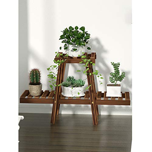 Small Plant Stand - 2 Tier Wood Flower Rack & Shelf Planter Unit up to 4 Plant Pots, Succulents and Flowers. Multi-Tier Shelving Unit Display for Indoor, Outdoor, Garden, Patio, Balcony, Office - Thumbnail 3