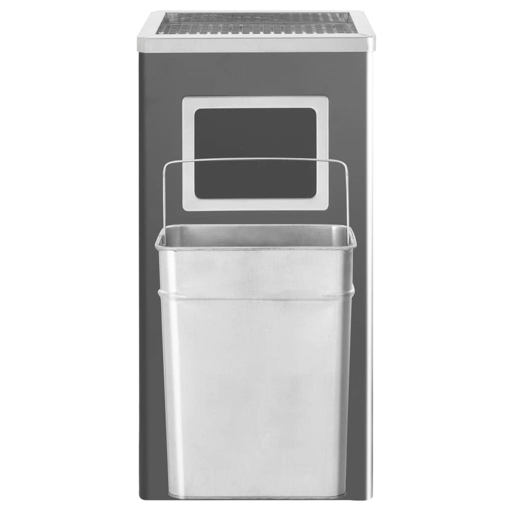 Cubo de basura con cenicero de 45 litros, acero negro, para hoteles, restaurantes y exteriores, ahorra espacio, higiénico, inodoro, resistente, fácil de limpiar, ideal para cocina, baño