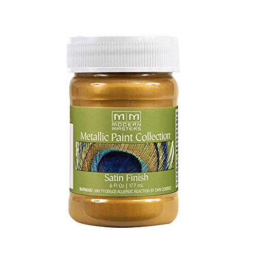 6 oz Modern Masters ME660 Pharaohs Gold Metallic Paint Collection, Satin Water-Based Decorative Metallic Paint