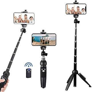 Portable 40 Inch Aluminum Alloy Selfie Stick Phone Tripod with Wireless Remote Shutter Compatible with iPhone 13 12 11 pro Xs Max Xr X 8 7 6 Plus, Android Samsung Smartphone