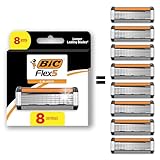 BIC Flex 5 Hybrid Men's 5-Blade Disposable Razor, 4 Count - Pack of 2 (8 Cartridges)
