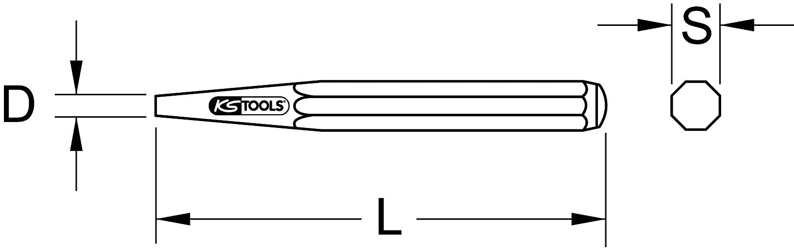 KS Tools 162.0347 Pin punch, 8 point, formD, diameter 7mm, Transparent, ø 7 mm - Image 2