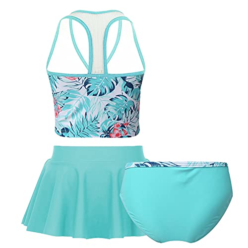 3PCS Kids Girls Tankini Digital Printed Swimsuit Swimwear Beach Wear Swim Tops with Bottoms Skirt Set2