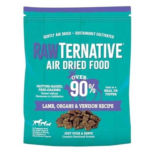 RawTernative Air Dried Dog Food, High Protein, Over 90% Real Lamb, Organs, & Venison + New Zealand Green Mussels, Complete Meal or Topper, Grain Free, Gluten Free, Non GMO, (5 oz Bag)