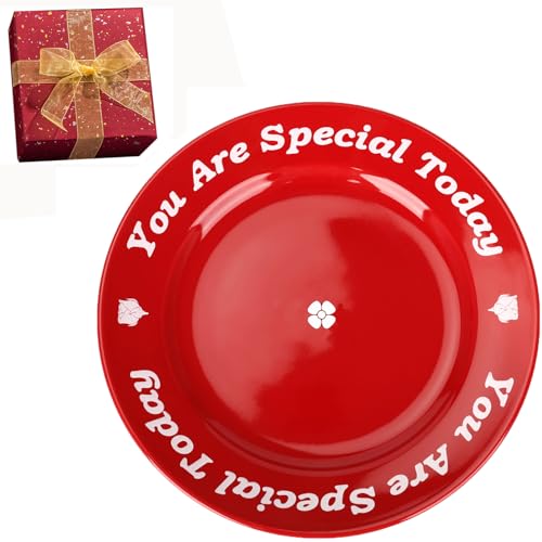 GOWARM You Are Special Today Red Plate 10.6 Ceramic Celebration Plates for Birthdays Weddings Anniversaries Baby Showers Graduations Milestones and Other Special Days (Red Plate)