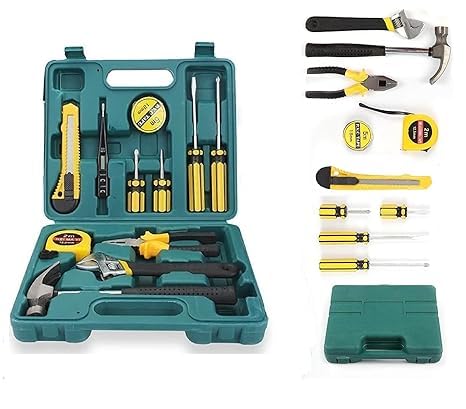 BAPJI 12-in-1 Home Repair Tool Kit (Pack of 1): Complete Set with Screwdrivers, Hammer, Measuring Tape, Wrenches, Cutter, Pliers, and More – Ideal for Emergency Repairs and Garage Storage