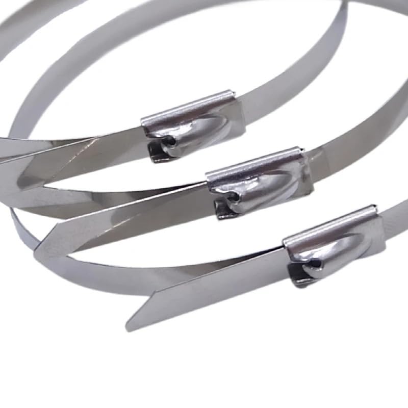Sujetacables de acero inoxidable con anillo de sujeción – Organizador de herrajes de metal multiusos reutilizable, autosellante, 450 mm, 30 piezas