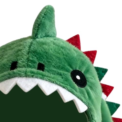 Gorro para gatos ajustable con protección térmica suave y diseño de dinosaurio para invierno 8