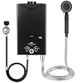 Talent Star Tankless Water Heater,4.21GPM 16L Outdoor Portable GasHot Water Heater Instant Propane Water Heater with Digital Display Multi-Protection for Camping Trips Boat Cabins Black