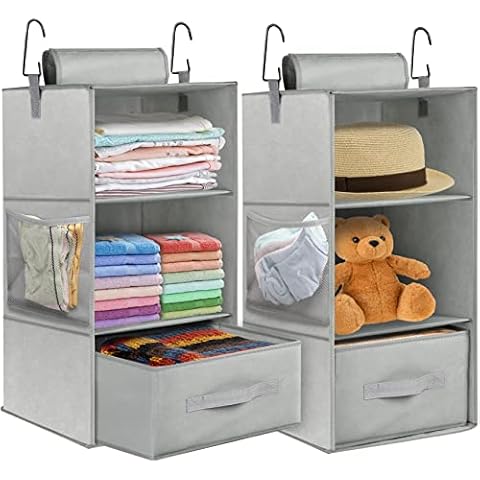 JUPELI Hanging Wardrobe Storage with 3 Shelves Cover