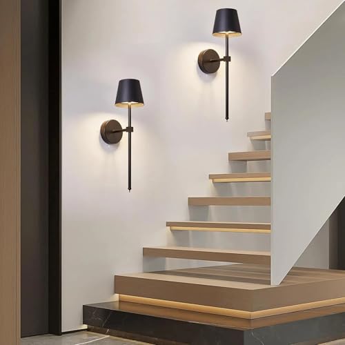 Lámparas de pared para dormitorio con luz LED regulable de diseño interior negro 2