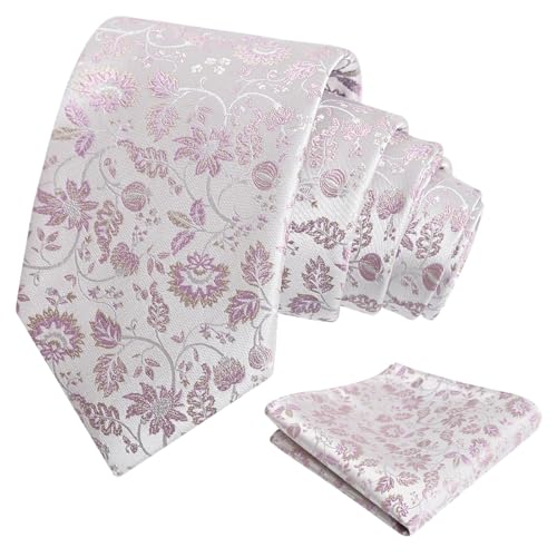 Image of Alizeal Mens 3.15inches Leaf Flower Pattern Tie Set | Floral Pattern Pocket Square Perfect for Fall Winter Business and Holiday Events