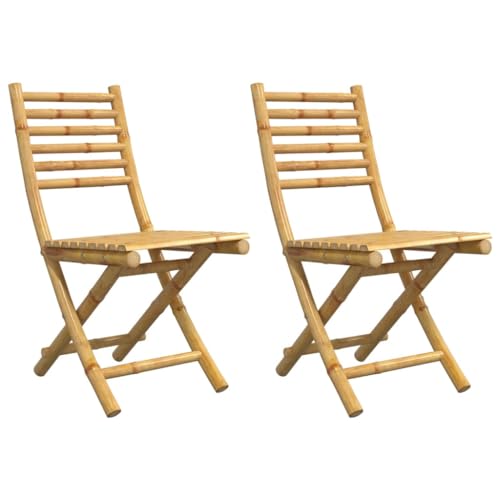 vidaXL Chaises Pliables de Jardin Lot de 2 43x54x88 cm Bambou, Chaise Pliable, Meuble d'extérieur, Chaise à Manger, Meuble de Patio, Meuble de Jardin