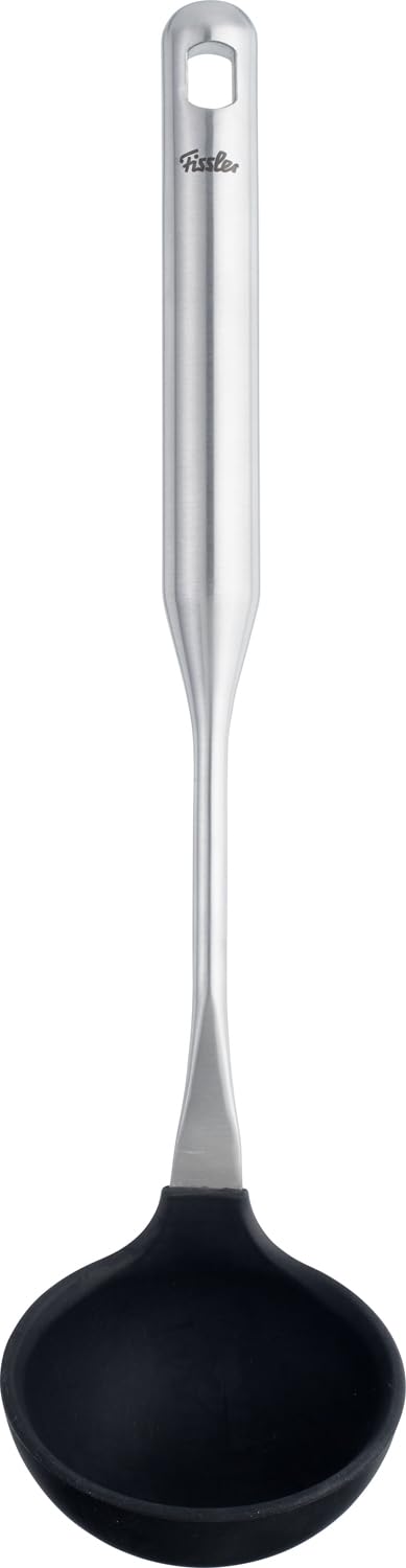 Fissler Cazzuola essenziale in silicone con manico in acciaio inox (38 cm) per salsa, mestolo, con occhiello per appenderla, lavabile in lavastoviglie