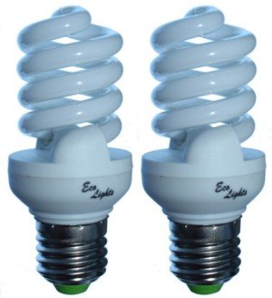 Eco Lights New Compact Mini Range 20 Watt Es Daylight Energy Saver Twin Pack Full Spectrum Bulbs