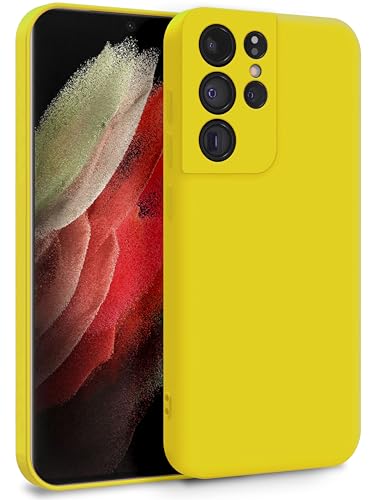MyGadget Cover per Samsung Galaxy S21 Ultra - Custodia in Silicone Morbido a Doppio Strato – Case con Protezione Fotocamera & Fodera Interna Antigraffio - Giallo