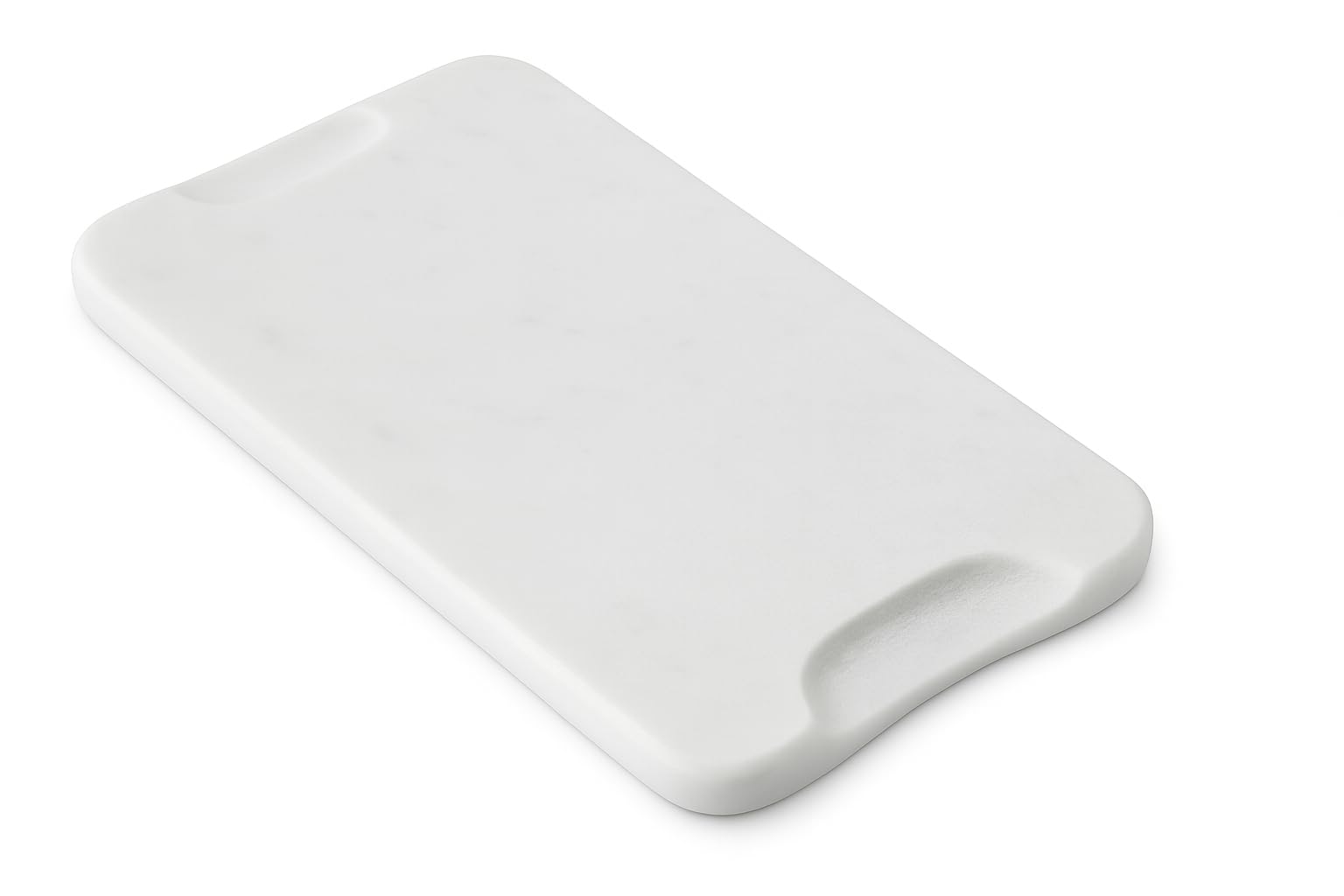 Planche à découper en marbre blanc 30,5x20,3 cm avec doubles encoches – Plateau de service design pour fromages, charcuterie, pain et sushi – Marbre italien – Kalu Creations