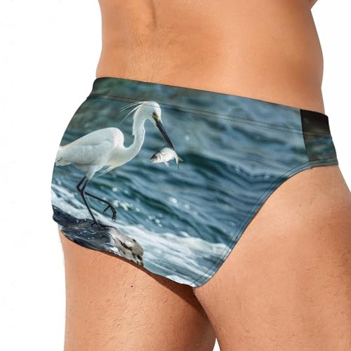 Heron Water Bird Fish Novelty Men's Swimming Brief Swimwear Pants Trunks Beach Shorts Underwear3