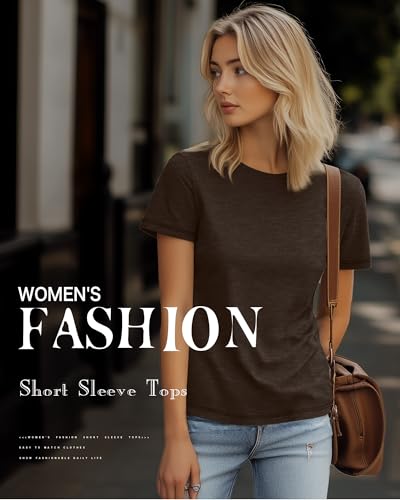 Ficerd 3 Pack Basic Soft T-Shirts for Women, Short Sleeve Crewneck Tops Casual Loose Trendy Summer Blouse Tees for Ladies3