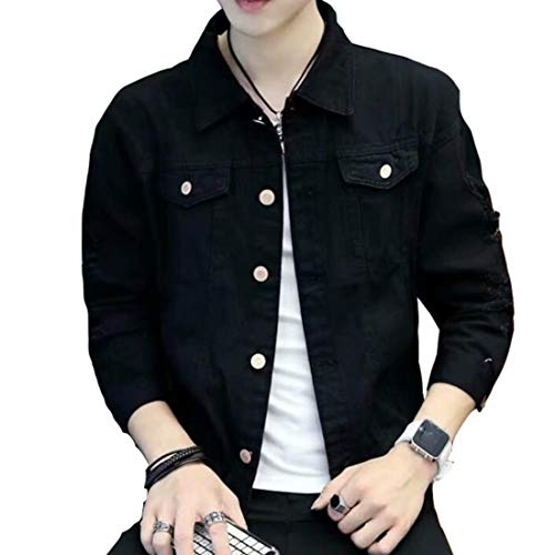 Colygamala Men's Motorcycle Vintage Ripped Denim Trucker Jean Jacket 5Color