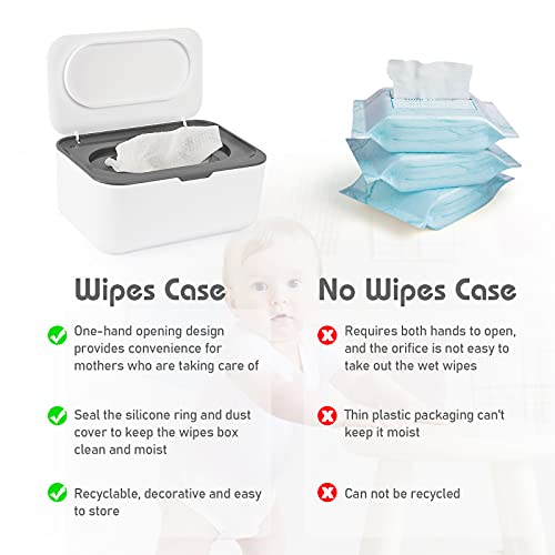 Flenpptly Baby Wipes Dispenser, Wipes Case Baby Wipe Holder Keeps Wipes Fresh, Non-Slip, Easy Open & Close (Gray) #TOP2