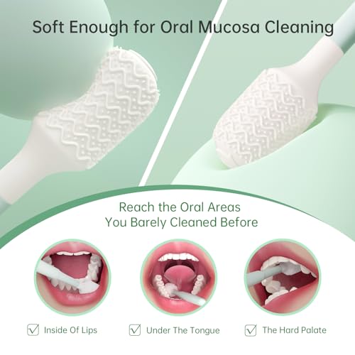 Tongueclear Oral Mucosal Cleaner|Silicon Oral Care Cleaner|Gum Massager with Air Bag(1 pc)