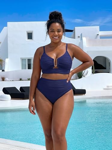 Image of Herseas 2 Piece Bikini Set U-Wire Cutout Popular Swimsuit High Waisted Textured 2026 Summer Beach Swim Bathing Suits
