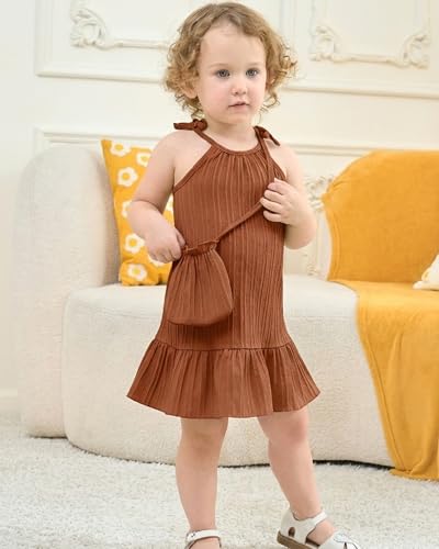 Image of Weebaby Baby Clothes Girl Toddler Summer Outfits Infant Casual Sleeveless Halter Ruffle Tank Cute Short Set Baby Clothing