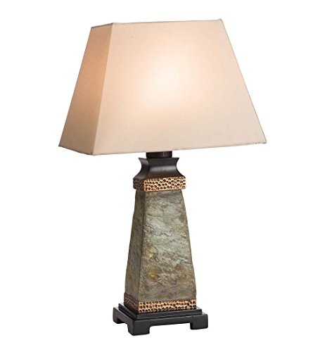 Plow & Hearth Weatherproof Outdoor Slate Table Lamp 60 Watt Corded Electric 14 L x 10 W x 23.5 H