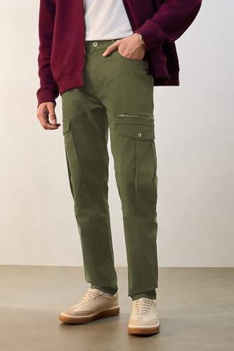 Image of NOBERO Men's Utility Cargo Pants | Cargo Pants for Men | Regular Fit | Multi-Pocket Utility Design | Durable Woven Fabric | Everyday Wear