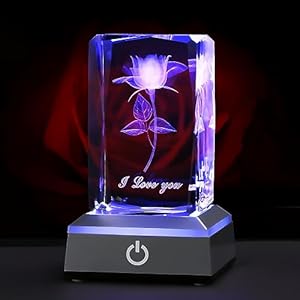 3D Rose Crystal Birthday Gifts for Girlfriend Valentines Day Anniversary Mothers Day Thanksgiving Christmas Gifts for Her Wife Mom Couple Presents for Woman