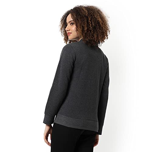Image of PINACOLADA Women's Colorblock Sweatshirt with Ribbed Hem for Casual Wear | Low-High Neck | Long Sleeve | Button Closure | Cotton Sweatshirt Crafted with Comfort Fit for Everyday Wear