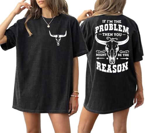 Oversized Country Music Shirts for Women Cow Skull Shirt Western Cowgirl Tee Vintage Concert Outfit Music Lover Tops