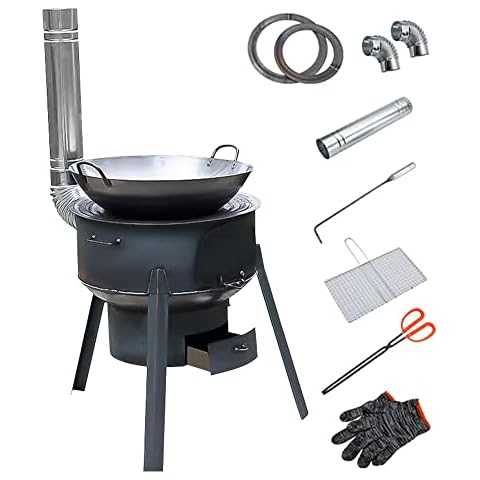 Camping Firewood Stove, Cast Iron Outdoor Wood Burning Stove Portable Detachable Camp Stoves and Accessories for Outdoor Bbq Picnic, Camping Heating, and Cooking Cover