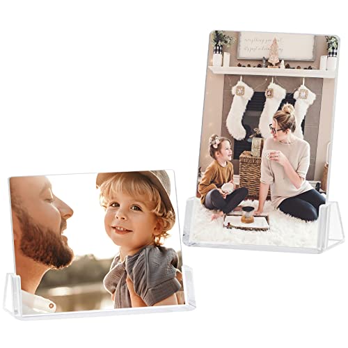 Boxalls Paquete de 2 marcos de fotos de 8 x 10 pulgadas con soporte de base transparente, marco de fotos acrílico sin marco para decoración de escritorio (horizontal + vertical)