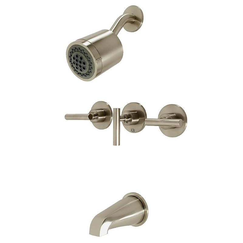 Kingston Brass KBX8138CML Manhattan Three-Handle Tub and Shower Faucet, Brushed Nickel