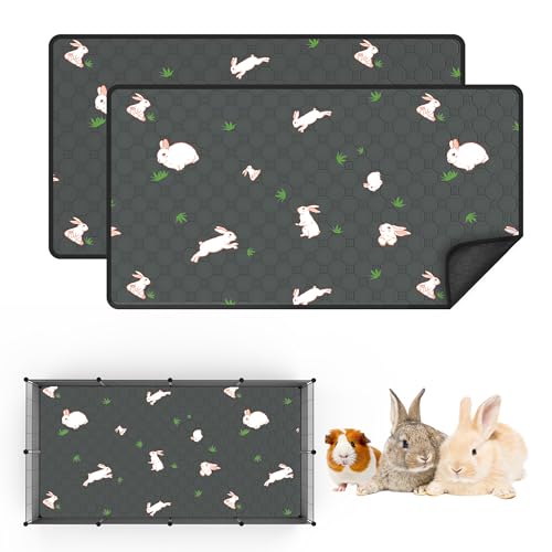 MODESLAB 2-Pack Guinea Pig Cage Liner 24 x 47 Reusable Guinea Pig Bedding Washable Absorbent Pee Pads for Dogs Rabbit Chinchilla Hamster Leakproof & Anti Slip