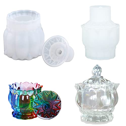 LHKK Harzformen für Aufbewahrungsboxen, Vorratsdosen mit Deckel, Form für Schmuckbehälter, für DIY-Schmuckkästchen, Süßigkeitenbehälter, Kerzenhalter, Kristallhandwerk, Geschenk Cover