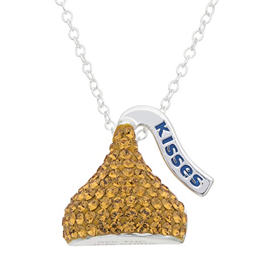 Hershey's Kisses Birthstone Women's Jewelry Sterling Silver November Amber Topaz Swarovski Crystal Pendant Necklace, 18"
