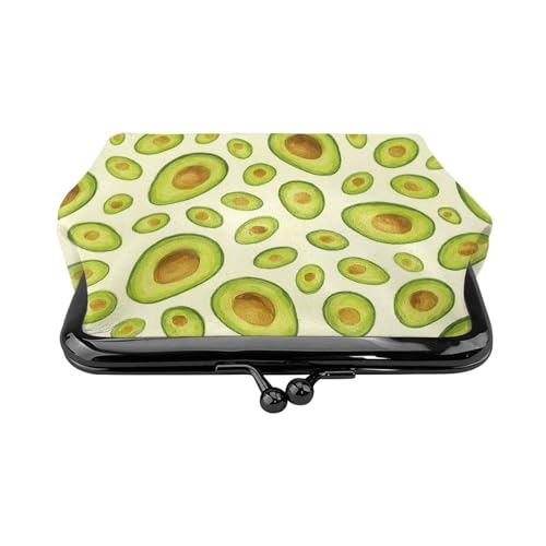 Pu Leather Buckle Coin Purse Watercolor Avocado Girls Kiss-Lock Change Purse Wallets2