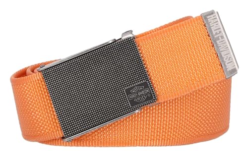 Harley-Davidson Men's Bar & Shield Logo Bottle Opener Nylon Web Belt - Orange