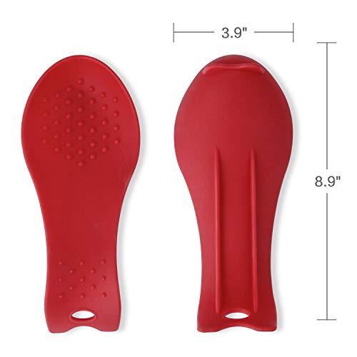Msy Bigsunny Silicone Spoon Rests, Cooking Utensils Holder For Kitchen (2, Red-Red) #TOP2